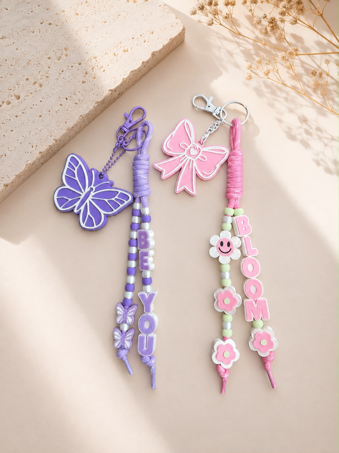 Pastel personalized name bag charms